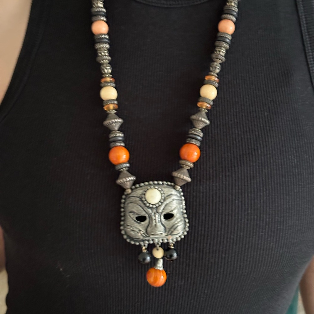 Handcrafted Black and Brown Beaded Necklace